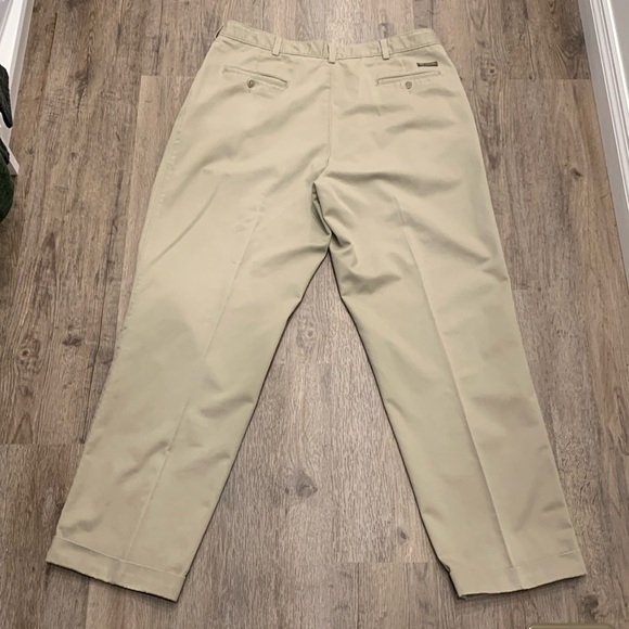 Savane Men’s Pleated Chino Pants Trousers Khaki with Cuffs 38 x 31 Office Preppy - Picture 3 of 13